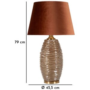 Prague Tafellamp Glas IJzer Stof Bruin Goud Ø45.5x79cm E27 max40W
