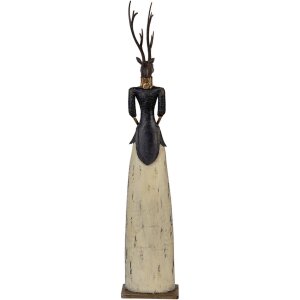 Clayre & Eef Decoratieve Herten Dame Metaal 86cm Bruin Beige Rustiek
