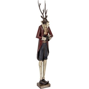 Clayre & Eef Decoratiefiguur Hert Barokstijl Metaal 83cm Bruin Rood Goud