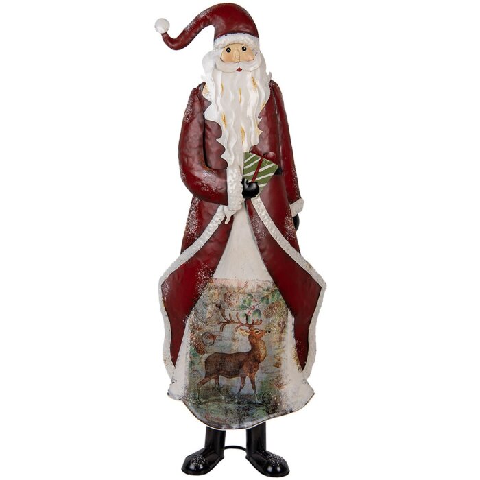 Clayre & Eef 5Y1317 Kerstman Decoratiefiguur Metaal 33x16x85 cm Rot Wit