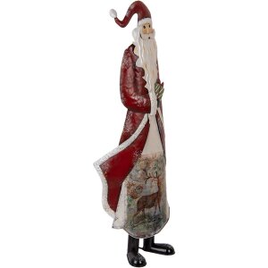 Clayre & Eef 5Y1317 Kerstman Decoratiefiguur Metaal 33x16x85 cm Rot Wit