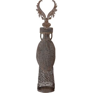 Clayre & Eef Decoratierendier Hert Metaal Bruin-Grijs 81 cm met Hart Vintage