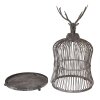 Clayre & Eef Decoratieve Vogelkooi Hertenkop Antiek-Grijs Ø26x50cm Vintage