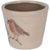 Clayre & Eef Bloempot Roodborstmotief Keramiek Beige Ø21x20cm