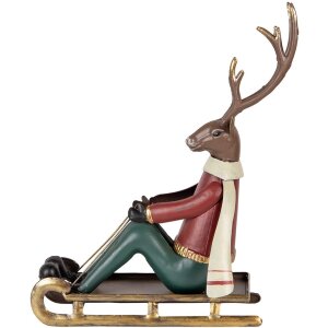 Clayre & Eef Decoratieve Hertenfiguur op Slee...