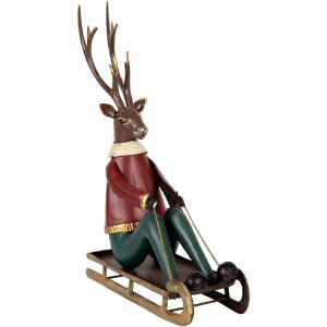 Clayre & Eef Decoratieve Hertenfiguur op Slee...