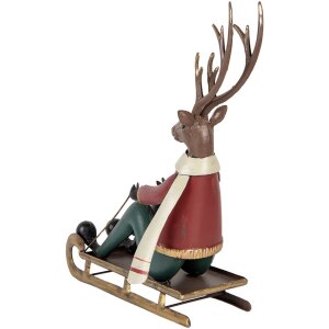 Clayre & Eef Decoratieve Hertenfiguur op Slee 27x10x31 cm