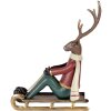 Clayre & Eef Decoratieve Hertenfiguur op Slee 27x10x31 cm