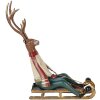 Clayre & Eef Decoratieve Figuur Hert op Slee 30x12x32 cm bruin beige