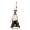 Clayre & Eef Decoratieve Figuur Hert op Slee 30x12x32 cm bruin beige