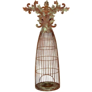 Clayre & Eef Decoratieve Engel met Kandelaar 29x17x58 cm bruin groen
