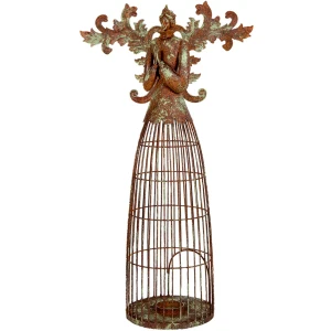Clayre & Eef Decoratieve Engel met Kandelaar 29x17x58 cm bruin groen