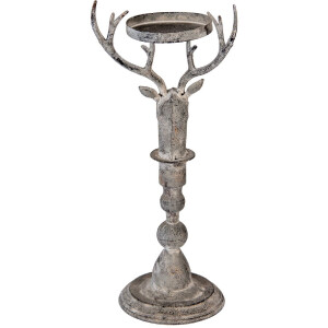 Clayre & Eef 6Y5838 Kandelaar Hert Antiek-Grijs 17x14x42 cm