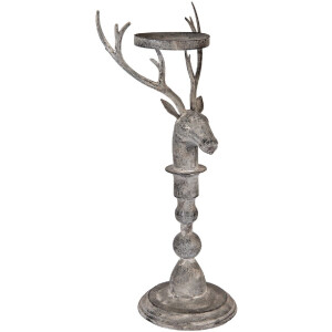 Clayre & Eef 6Y5838 Kandelaar Hert Antiek-Grijs 17x14x42 cm