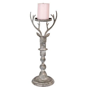 Clayre & Eef 6Y5838 Kandelaar Hert Antiek-Grijs 17x14x42 cm