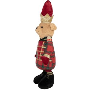 Clayre & Eef Decoratiebeer Kerstbeer Uniform Rood Goud Groen 25x15x60 cm