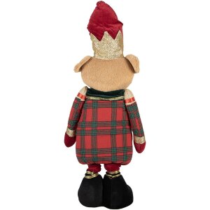 Clayre & Eef Decoratiebeer Kerstbeer Uniform Rood Goud Groen 25x15x60 cm