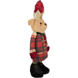 Clayre & Eef Decoratiebeer Kerstbeer Uniform Rood Goud Groen 25x15x60 cm