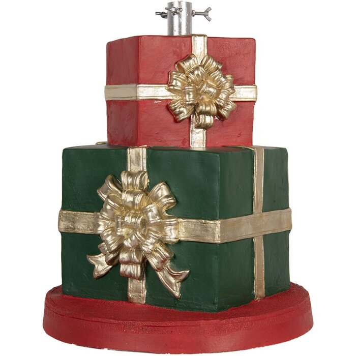 Clayre & Eef Kerstboomstandaard Cadeauverpakking Ø44x54cm Groen Rood Goud