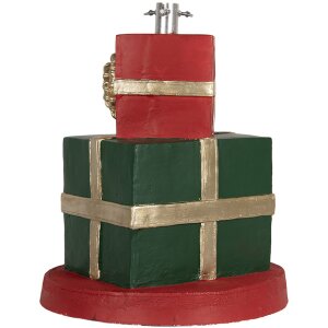 Clayre & Eef Kerstboomstandaard Cadeauverpakking Ø44x54cm Groen Rood Goud