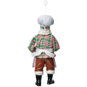 Clayre & Eef Kerstman Hangdecoratie 10x6x17 cm Textil Kunststof Snoepstok