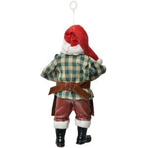 Clayre & Eef Kersthangers Kerstman 9x6x17 cm Rood Textiel Kunststof