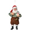 Clayre & Eef Kersthangers Kerstman 9x6x17 cm Rood Textiel Kunststof