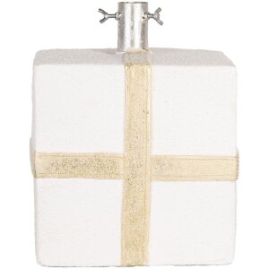 Clayre & Eef 6MG0116 Kerstboomstander Geschenkdoos Wit Goud 26x24x33cm