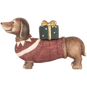 Clayre & Eef 6MG0147 Hond beeld bruin rood 47x14x28cm...