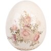 Clayre & Eef Decoratie-ei Rozenmotief Ø14x16 cm Keramiek Beige Roze Vintage