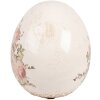 Clayre & Eef Decoratief Ei met Roosdecor Ø10x12cm Beige Roze Vintage Keramieken Ei