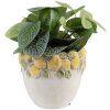 Clayre & Eef 6TE0571 Bloempot Citroenmotief Ø14x12cm Steintopf Wit Geel