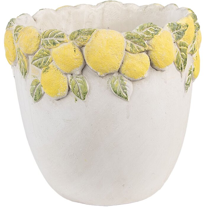 Clayre & Eef Bloempot Citroen Decor Ø 20x19 cm Steen Mediterran