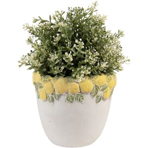 Clayre & Eef Bloempot Citroenreliëf Ø16x15cm Steen geel groen