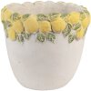 Clayre & Eef Bloempot Citroenreliëf Ø16x15cm Steen geel groen
