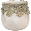 Clayre & Eef Bloempot Eikenblad Decor Beige Groen Ø19x17 cm