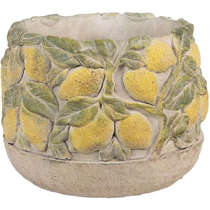 Clayre & Eef Bloempot met Citroenmotief Ø19x15cm Stein