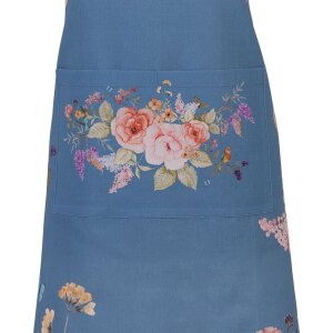Clayre & Eef FFA41BL Schort 70x85 cm – Blauw met bloemenpatroon