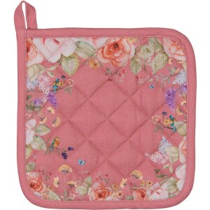Clayre & Eef Toplappen Rosa met Bloemen 20x20 cm