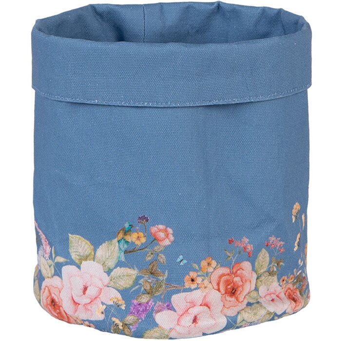 Clayre & Eef FFA50BL Broodmand Blauw Ø 15x16 cm Katoen Bloemenpatroon