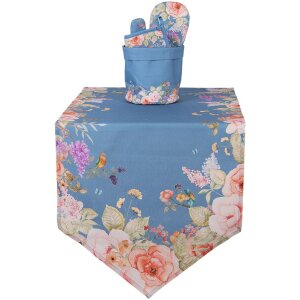 Clayre & Eef FFA50BL Broodmand Blauw Ø 15x16 cm Katoen Bloemenpatroon