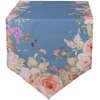 Clayre & Eef Tafelkleed 50x160 cm Blauw Bloemen Katoen Vogels