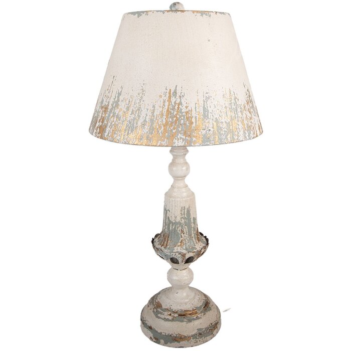 Clayre & Eef Tafellamp Vintage Ø36x70cm Beige Grijs Goud E27 60W Metaal