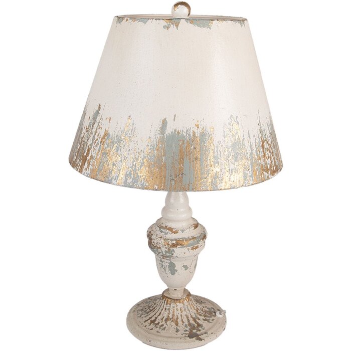 Clayre & Eef tafellamp Ø36x55cm E27 60W Beige Grijs Vintage-stijl