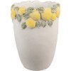 Clayre & Eef Bloempot met Citroendecor Steengoed Ø17x23cm Wit Geel Groen