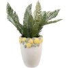 Clayre & Eef Bloempot met Citroendecor Steengoed Ø17x23cm Wit Geel Groen