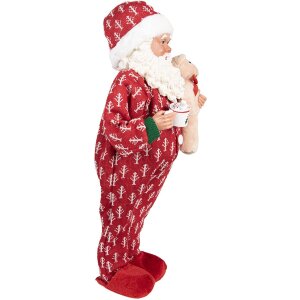 Clayre & Eef 66228 Kerstman Decoratie 45 cm Rot Wit