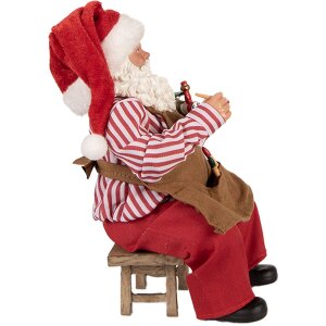 Clayre & Eef 66230 Kerstman Figuur Rood Bruin Wit 13x10x28 cm