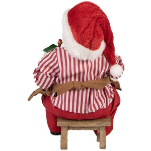 Clayre & Eef 66230 Kerstman Figuur Rood Bruin Wit 13x10x28 cm