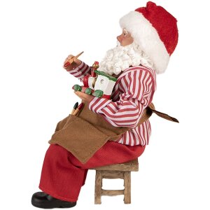 Clayre & Eef 66230 Kerstman Figuur Rood Bruin Wit 13x10x28 cm